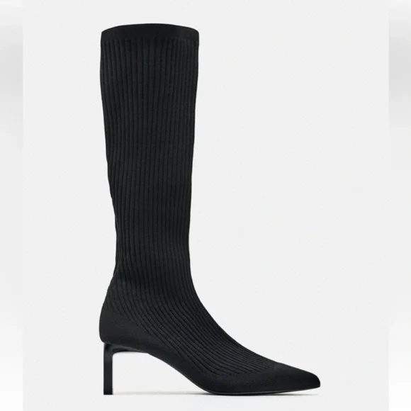 NWT ZARA RIBBED KNIT SOCK BOOT SZ 39 US 8 - Picture 3 of 7
